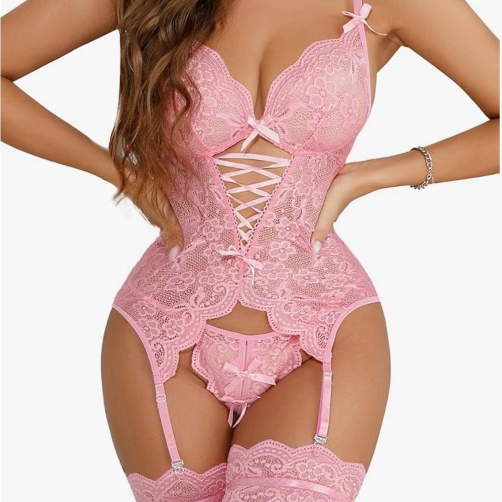 Pink Lace Chemise with Delicate Floral Details